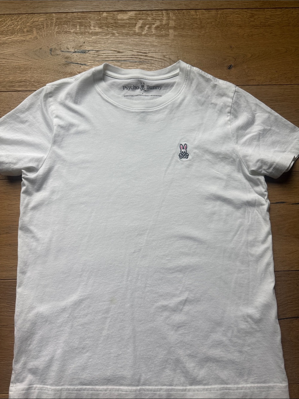 Psycho Bunny White Short Sleeve Crew with Embroidered Bunny